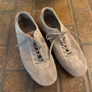 Men's Prada Gray Suede Sneakers